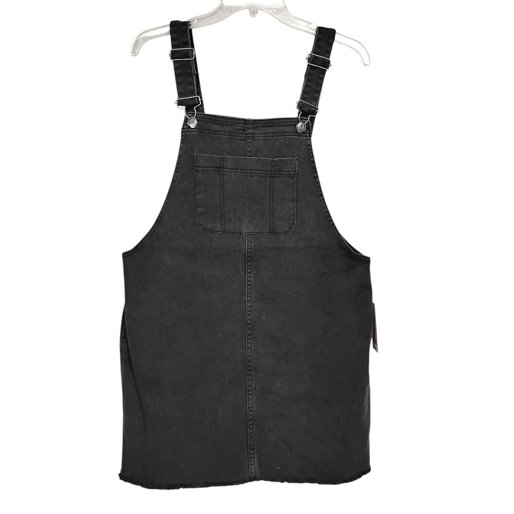 Wild Fable Overall Dress Size Medium Black Denim Raw Hems Adjustable Straps NWT